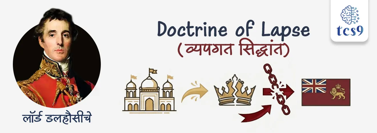 डॉक्ट्रिन ऑफ लॅप्स ’ म्हणजे काय ?
What was the Doctrine of Lapse ?
 
• लॉर्ड डलहौसीचे खालसा धोरण  याला ‘ डॉक्ट्रिन ऑफ लॅप्स ’  किंवा ‘व्यपगत सिद्धांतʼ असेही म्हणतात. 
• ‘ डॉक्ट्रिन ऑफ लॅप्स ’ हे एक धोरण होते, ज्या अंतर्गत जर राजाचा नैसर्गिक वारस नसेल तर त्याचे राज्य ब्रिटिश ईस्ट इंडिया कंपनीमध्ये विलीन केले जात असे. 
• या धोरणाचे उद्दिष्ट ब्रिटिश साम्राज्याचा विस्तार करणे हा होता.