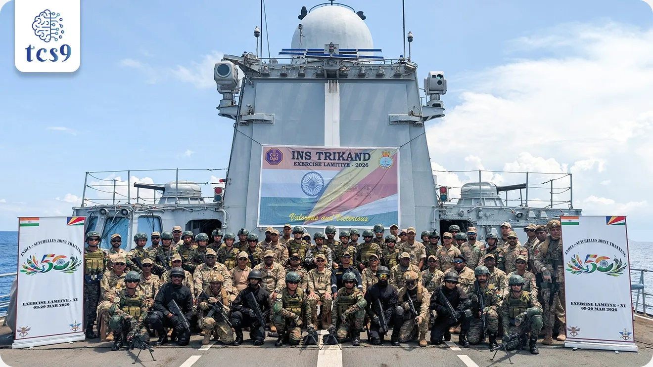MILITARY “EXERCISE LAMITIYE – 2026


📚 Subject : GS - संरक्षण - युद्ध सराव

सरळसेवा, तलाठी, वनरक्षक, पोलीस भरती, अग्निवीर , रेल्वे भरती, SSC GD, MPSC, UPSC परीक्षेसाठी विचारलेले / संभाव्य महत्त्वपूर्ण  प्रश्न


प्रश्न) ‘LAMITIYE-2026’ संयुक्त लष्करी सराव कोणत्या दोन देशांदरम्यान आयोजित केला जातो ?

1. भारत – सेशेल्स
2. भारत – फ्रान्स
3. भारत – ऑस्ट्रेलिया
4. भारत – जपान

उत्तर : भारत – सेशेल्स

📰 बातमी काय ?

• भारतीय सशस्त्र दलाचा तुकडी ‘LAMITIYE-2026’ या संयुक्त लष्करी सरावाच्या 11व्या संस्करणात सहभागी झाला आहे.
• हा सराव भारत आणि सेशेल्स यांच्यातील संरक्षण सहकार्य मजबूत करण्यासाठी आयोजित केला जातो.

🧐 LAMITIYE सराव म्हणजे काय ?
• ‘LAMITIYE’ या शब्दाचा अर्थ सेशेल्सच्या क्रिओल भाषेत “मैत्री (Friendship)” असा होतो.
• हा भारत आणि सेशेल्स यांच्यातील द्वैवार्षिक (दर दोन वर्षांनी होणारा) संयुक्त लष्करी सराव आहे.
• हा सराव 2001 पासून आयोजित केला जात आहे.
• यंदाची (2026) ही 11 वी आवृत्ती आहे.

⚙️ या सरावात नेमकं काय केलं जातं ?
• या सरावात सैनिकांना अर्ध-शहरी भागात (semi-urban areas) संयुक्त कारवाई कशी करायची याचे प्रशिक्षण दिले जाते.
✍️ यामध्ये दोन्ही देशांचे सैनिक एकत्र येऊन - 
• दहशतवादविरोधी (sub-conventional operations) सराव करतात
• शांतता प्रस्थापना (peacekeeping) ऑपरेशन्समध्ये समन्वय साधतात
• नवीन तांत्रिक कौशल्ये आणि आधुनिक लष्करी तंत्रज्ञानाची देवाणघेवाण करतात

🪖 2026 संस्करणाचे विशेष वैशिष्ट्य : 
• या 11 व्या संस्करणात भारताकडून प्रथमच त्रि-सेवा (Tri-service) सहभाग झाला आहे.
1. सेना → Assam Regiment
2. नौदल → INS Trikand
3. वायुसेना → C-130J Super Hercules

🌍 सेशेल्स देशाबद्दल थोडक्यात माहिती : 

• सेशेल्स हा हिंदी महासागरातील 155 बेटांचा द्वीपसमूह देश आहे
• स्थान → मादागास्करच्या ईशान्येस आणि आफ्रिकेच्या पूर्व किनाऱ्याजवळ
• राजधानी → व्हिक्टोरिया (Mahé बेटावर)
• सेशेल्स (Seychelles) हा आफ्रिका खंडातील सर्वात लहान देश  आहे. 


🧐 हा सराव का महत्त्वाचा आहे ?
• सेशेल्सचे स्थान महत्त्वाच्या सागरी व्यापार मार्गांवर असल्यामुळे तो भारतासाठी रणनीतिकदृष्ट्या महत्त्वाचा देश आहे.
• हा सराव भारताच्या SAGAR (Security and Growth for All in the Region) धोरणाचा भाग आहे
✍️यामुळे:
• सागरी सुरक्षा (Maritime Security) मजबूत होते
• भारत-सेशेल्स संबंध अधिक बळकट होतात

🔑 परीक्षेच्या दृष्टीने IMP रिव्हिजन पॉईंट्स :
• LAMITIYE → भारत – सेशेल्स संयुक्त सराव
• अर्थ → “मैत्री” (Creole भाषा)
• सुरुवात → 2001
• स्वरूप → द्वैवार्षिक (Biennial)
• 2026 → 11वे संस्करण
• विशेष → पहिल्यांदाच त्रि-सेवा सहभाग (Army + Navy + Air Force)