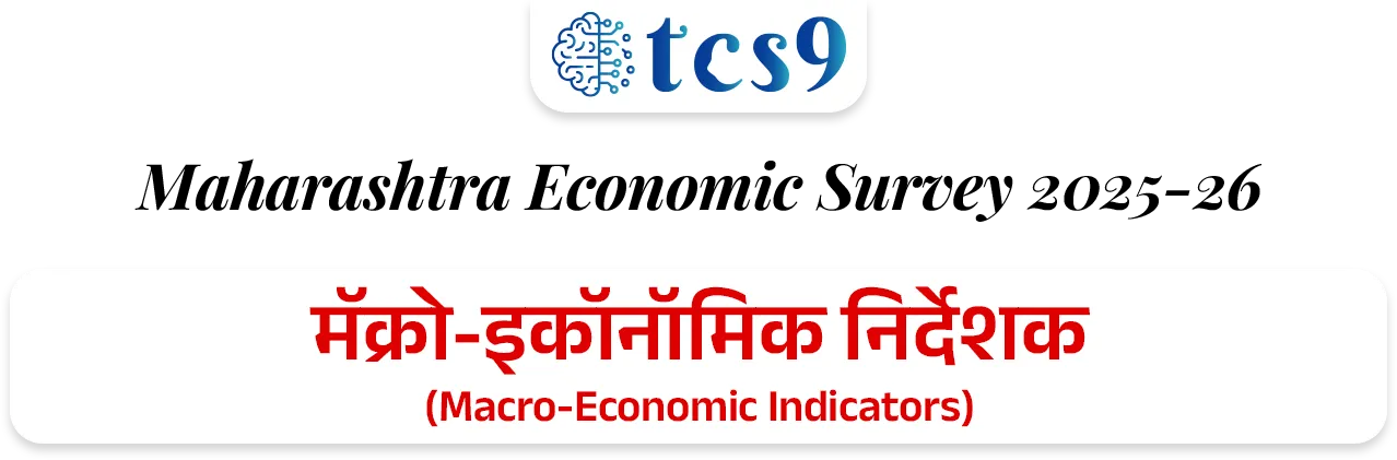 महाराष्ट्राची आर्थिक पाहणी अहवाल 2025-26 
Maharashtra Economic Survey 2025-26


📚 Subject : GS - अर्थशास्त्र - महाराष्ट्र अर्थसंकल्प


📰 बातमी काय ? 
• महाराष्ट्राची आर्थिक पाहणी 2025-26 अहवाल विधानसभेत वित्त व नियोजन राज्यमंत्री ॲड.आशिष जयस्वाल यांनी तर विधानपरिषदेत राज्यमंत्री पंकज भोयर यांनी सादर केला.

📈 1. मॅक्रो-इकॉनॉमिक निर्देशक (Macro-Economic Indicators)

GSDP वृद्धीदर: 
1) वर्ष 2025-26 मध्ये महाराष्ट्राची अर्थव्यवस्था 7.9% दराने वाढण्याचा अंदाज आहे (मागील वर्षी हा दर 7.3% होता).
•  हा दर देशाच्या अंदाजित विकास दरापेक्षा (भारताचा - 7.4%) अधिक आहे.
2) एकूण सकल राज्य उत्पन्न (Nominal GSDP) - चालू किमतींनुसार महाराष्ट्राचा GSDP ₹ 51 लाख कोटी ($615 Billion) वर पोहोचला आहे. 
3) भारताच्या एकूण जीडीपीमध्ये (GDP) सर्वाधिक 14.3% वाटा एकट्या महाराष्ट्राचा आहे.
4) दरडोई उत्पन्न (Per Capita Income): राज्यातील प्रति व्यक्ती वार्षिक उत्पन्न वाढून ₹ 3,47,903 झाले आहे, जे राष्ट्रीय सरासरीपेक्षा (₹2,19,000) खूप जास्त आहे.

5) राजकोषीय तूट (Fiscal Deficit) - GSDP च्या 2.7% एवढी असून ती FRBM कायद्याच्या 3% च्या मर्यादेत आहे.

6) थकीत कर्ज (Debt Stock) - राज्यावरील एकूण कर्ज GSDP च्या 18.3% (अंदाजे ₹ 9.32 लाख कोटी) असून ते वित्तीय मर्यादेत आहे.

7) व्हिजन 2047 -महाराष्ट्राला 2030 पर्यंत $1 Trillion आणि 2047 पर्यंत $5 Trillion अर्थव्यवस्था बनवण्याचे उद्दिष्ट आहे.

📊 क्षेत्रनिहाय कामगिरी (Sectoral Performance) : 
1) सेवा क्षेत्र (Services Sector) ➡️  9.0% वाढ - हे राज्याच्या अर्थव्यवस्थेचे मुख्य चालक असून एकूण अर्थव्यवस्थेत याचा वाटा 64% आहे.

2) उद्योग क्षेत्र (Industrial Sector) ➡️ 5.7% वाढ -  मॅन्युफॅक्चरिंग आणि पायाभूत सुविधांच्या विकासामुळे औद्योगिक क्षेत्रात सुधारणा झाली आहे (मागील वर्षी हा दर 4.3% होता).

3) कृषी आणि संलग्न क्षेत्र (Agriculture) ➡️ 3.4% वाढ -  या क्षेत्राचा वृद्धीदर मंदावला आहे.
• 2025 च्या उत्तरार्धात झालेल्या अतिवृष्टीमुळे पिकांचे झालेले नुकसान हे या मंदीचे मुख्य कारण आहे.


🏭 3. औद्योगिक धोरण : 
1) MIISP 2025 (Industrial Policy) - राज्याला $1 Trillion अर्थव्यवस्था बनवण्यासाठी 'महाराष्ट्र उद्योग, गुंतवणूक आणि सेवा धोरण 2025' (MIISP 2025) लागू करण्यात आले आहे.
• उद्दिष्ट : एकूण ₹40 लाख कोटी ची गुंतवणूक आकर्षित करणे आणि 50 लाख नवीन रोजगार निर्माण करणे.

2) क्षेत्रीय सवलती (Zonal Incentives) -प्रादेशिक समतोल राखण्यासाठी मागास जिल्ह्यांना (Zones D+) जास्त सबसिडी दिली जाईल.

3) विशेष भर (Thrust Sectors) - इलेक्ट्रिक वाहने (EV), सेमीकंडक्टर्स, एरोस्पेस आणि डिफेन्स, तसेच ग्रीन हायड्रोजन प्रकल्पांना 50% ते 100% पर्यंत भांडवली सबसिडी दिली जाईल.

💼 रोजगार, स्टार्टअप्स आणि एमएसएमई (Employment & MSME)
1) बेरोजगारीचा दर (Unemployment Rate) - राज्यात बेरोजगारीचा दर घसरून 3.3% वर आला आहे.
• शहरी भागात 5.2% तर 
• ग्रामीण भागात अवघा 2.1% आहे.

2) श्रमशक्ती सहभाग दर (LFPR) - 15 वर्षांवरील लोकसंख्येचा LFPR वाढून 59.0% झाला आहे.

3)  सूक्ष्म, लघु आणि मध्यम उद्योगाचे (MSME) योगदान : 
• राज्यात 63.85 लाख नोंदणीकृत MSME युनिट्स असून ते 2.53 कोटी लोकांना रोजगार देत आहेत. 
• त्यांना 5% पर्यंत व्याज सबसिडी आणि 3 वर्षांसाठी ₹1 प्रति युनिट वीज सवलत दिली जाते.

4) स्टार्टअप्स (Startups) - देशातील एकूण स्टार्टअप्सपैकी सर्वाधिक 17% स्टार्टअप्ससह महाराष्ट्र भारतात पहिल्या क्रमांकावर आहे.

5) गिग इकॉनॉमी (Gig Economy) - सध्या एकूण कर्मचाऱ्यांपैकी 2% लोग गिग वर्कर (कंत्राटी/ऑनलाईन कामगार) असून 2029-30 पर्यंत हे प्रमाण 6.7% होण्याची अपेक्षा आहे.


🚢 पायाभूत सुविधा आणि गुंतवणूक (Infrastructure & FDI)

1) परदेशी थेट गुंतवणूक (FDI) - ऑक्टोबर 2019 ते मार्च 2025 दरम्यान देशात आलेल्या एकूण परदेशी गुंतवणुकीपैकी सर्वाधिक 31% गुंतवणूक एकट्या महाराष्ट्रात आली आहे.

2) महत्त्वाचे प्रकल्प -
• मुंबई महानगर प्रदेशात (MMR) 7 नवीन व्यावसायिक केंद्रे विकसित केली जात आहेत.
• मुंबई-पुणे एक्सप्रेसवे 'मिसिंग लिंक', मुंबई-नागपूर-पुणे मेट्रो मार्गिका आणि वाढवण बंदर कनेक्टिव्हिटी कॉरिडॉरचे काम अंतिम टप्प्यात आहे.

3) हरित ऊर्जा - 
• राज्याची नूतनीकरणक्षम ऊर्जा क्षमता 14,113 मेगावॅट (MW) वर पोहोचली आहे. 
• नवीन 'स्टोरेज पॉलिसी 2025-2035' अंतर्गत 100 गिगावॅट (GW) चे लक्ष्य ठेवले आहे.

👩  सामाजिक कल्याण आणि आरोग्य (Social Welfare & Health)
1) मुख्यमंत्री माझी लाडकी बहीण योजना -
• या फ्लॅगशिप योजनेचा लाभ 2.53 कोटी महिलांना मिळाला असून आतापर्यंत ₹ 33,232 कोटी रुपयांचे थेट वितरण (DBT) झाले आहे.
• पुढील वर्षासाठी ₹ 36,000 कोटी मंजूर झाले आहेत.

2) अन्न सुरक्षा (PDS): 
• 2.71 कोटी रेशनकार्ड धारकांपैकी 1.55 कोटी कुटुंबे बायोमेट्रिक पद्धतीने रेशन घेत आहेत. 
• 'शिवभोजन योजने' अंतर्गत नोव्हेंबर 2025 पर्यंत 4.09 कोटी थाळ्यांचे वाटप झाले आहे.

3) आरोग्य निर्देशक : 
• राज्याचा बालमृत्यू दर (IMR) कमालीचा घसरून प्रति 1,000 जिवंत जन्मांमागे 14 वर आला आहे, जो राष्ट्रीय सरासरीपेक्षा उत्तम आहे. 
• राज्यात सध्या 528 सरकारी रुग्णालये असून प्रति लाख लोकसंख्येमागे 73 खाटा (Beds) उपलब्ध आहेत.

4) जल जीवन मिशन - 
• राज्यातील 90.3% ग्रामीण घरांना आणि 98.5% शाळांना नळाद्वारे पिण्याचे पाणी उपलब्ध करून दिले आहे.


🔑 परीक्षेच्या दृष्टीने IMP रिव्हिजन पॉईंट्स : महाराष्ट्र 

•  अंदाजित विकासदर : ७.९% (भारताचा ७.४%).
•  एकूण GSDP : ₹५१ लाख कोटी (देशात १४.३% वाटा - महाराष्ट्राचा प्रथम क्रमांक).
•  दरडोई उत्पन्न : ३,४७,९०३ रूपये (देशाच्या सरासरीपेक्षा जास्त) 
•  सर्वाधिक वाढणारे क्षेत्र : सेवा क्षेत्र (९.०%).
•  नवीन धोरण लक्ष्य: ₹४० लाख कोटी गुंतवणूक, ५० लाख रोजगार.