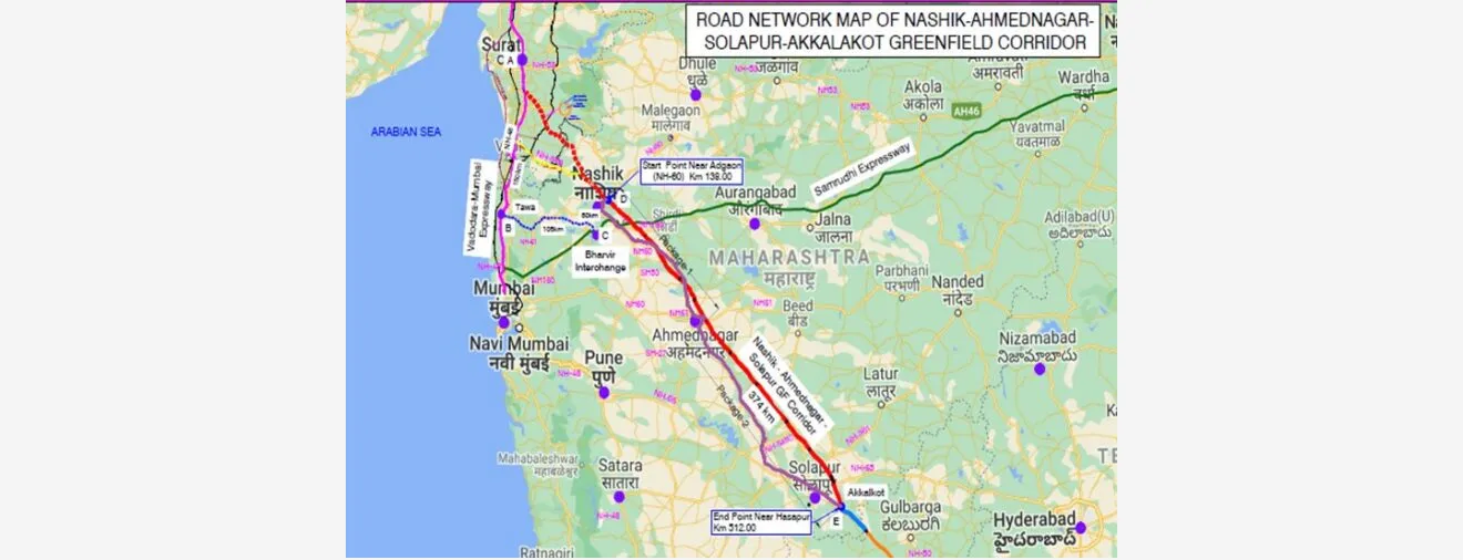 • पंतप्रधान नरेंद्र मोदी यांच्या अध्यक्षतेखाली झालेल्या बैठकीत आर्थिक व्यवहार विषयक मंत्रिमंडळ समिती (CCEA) ने महाराष्ट्रात 374 कि.मी. लांबीच्या सहा-पदरी ग्रीनफिल्ड ॲक्सेस-कंट्रोल्ड नाशिक–सोलापूर–अक्कलकोट महामार्ग बांधण्यास मंजुरी दिली आहे.

हा प्रकल्प काय आहे ?

• हा एक नवीन (ग्रीनफिल्ड) सहा-पदरी ॲक्सेस-कंट्रोल्ड महामार्ग प्रकल्प आहे.
• तो नाशिक, अहिल्यानगर आणि सोलापूर या महत्त्वाच्या शहरांना जोडेल आणि पुढे कुर्नूल दिशेने संपर्क मजबूत करेल.
• हा प्रकल्प पीएम गतिशक्ती राष्ट्रीय बृहद् आराखडा (PM Gati Shakti National Master Plan) या धोरणाअंतर्गत एकात्मिक वाहतूक पायाभूत सुविधा विकासासाठी मंजूर करण्यात आला आहे.
• हा प्रकल्प ₹19,142 कोटींच्या भांडवली खर्चाने बांधा–वापरा–हस्तांतरित करा(Build–Operate–Transfer) तत्त्वावर राबवला जाणार आहे.