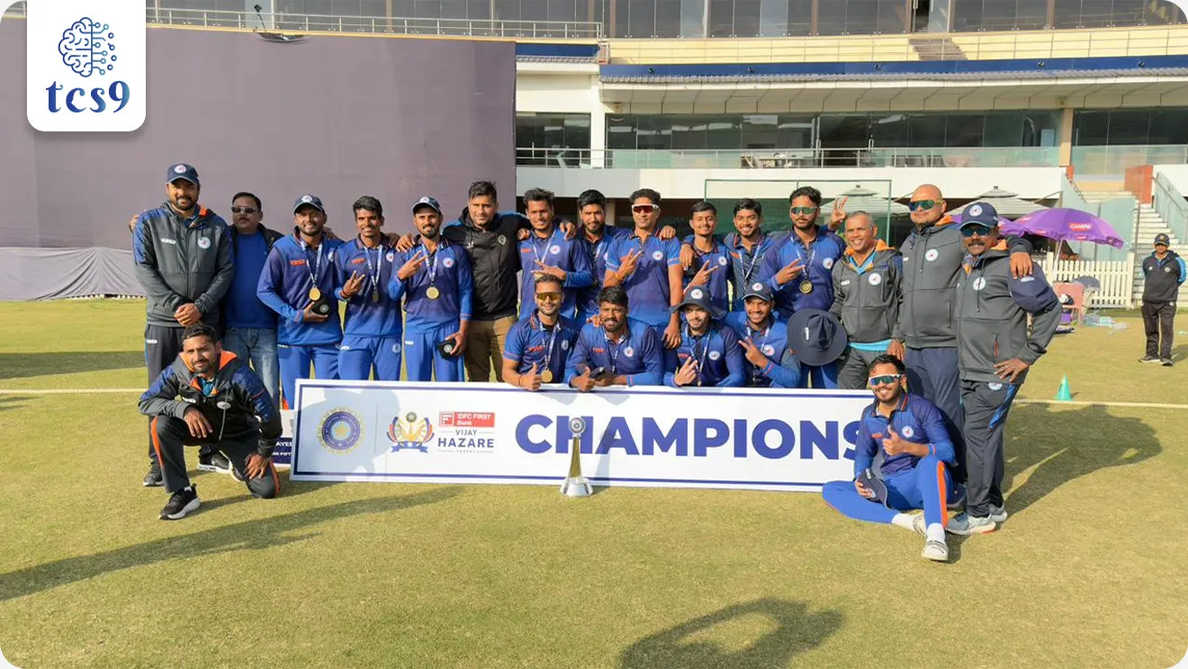 Who is the champion of the Vijay Hazare Trophy 2025-26 ?


Subject : GS - खेळ

सरळसेवा, तलाठी, वनरक्षक, पोलीस भरती,  अग्निवीर , रेल्वे, SSC GD , MPSC, UPSC परीक्षेसाठी विचारलेले / संभाव्य महत्त्वपूर्ण  प्रश्न

प्रश्न) विजय हजारे ट्रॉफी (2025-26) खालील पैकी कोणी जिंकली ? 

1. मुंबई
2. सौराष्ट्र
3. कर्नाटक
4. विदर्भ

उत्तर : विदर्भ 

बातमी काय आहे ? 
• विदर्भाने अंतिम सामन्यात सौराष्ट्रावर  38 धावांनी मात करून विजय हजारे ट्रॉफी जिंकली.
• बेंगलूरूच्या BCCI सेंटर ॲाफ एक्सलन्स मैदानावर हा अंतिम सामना खेळला गेला. 
• विदर्भाने पहिल्यांदाच विजय हजारे ट्रॉफी जिंकली.

विजय हजारे ट्रॉफी बद्दल परीक्षेसाठी IMP वनलाईनर पॉईंट्स :
• विजय हजारे ट्रॉफीची 33 वी आवृत्ती ही 24 डिसेंबर 2025 ते 18 जानेवारी 2026 या कालावधीत आयोजित करण्यात आली होती.
• या देशांतर्गत लिस्ट-ए क्रिकेट स्पर्धेत एकूण 38 संघांनी सहभाग घेतला होता.

विजेता संघ : विदर्भ
विदर्भाचा कर्णधार : हर्ष दुबे (Harsh Dubey)
 
उपविजेता संघ : सौराष्ट्र
सौराष्ट्राचा कर्णधार : हार्विक देसाई (Harvik Desai)

अंतिम सामना स्थळ  (Final Match Venue) :
• BCCI सेंटर ॲाफ एक्सलन्स मैदान बेंगलूरू (Bengaluru)

टॉप परफॉर्मर्स&nbsp;
• मालिकावीर (Player of the Series)  : अमन मोखाडे (विदर्भ)


विजय हजारे ट्रॉफी कोणत्या खेळाशी संबंधित आहे ? 
• विजय हजारे ट्रॉफी  ही भारताची प्रमुख देशांतर्गत एकदिवसीय क्रिकेट स्पर्धा आहे. 
• ज्याला महान क्रिकेटपटू विजय हजारे यांचे नाव देण्यात आले आहे. 
• विजय हजारे ट्रॉफीला रणजी वनडे ट्रॉफी म्हणूनही ओळखले जाते.
• खेळाडूंसाठी राष्ट्रीय निवडीसाठी त्यांची प्रतिभा प्रदर्शित करण्यासाठी विजय हजारे ट्रॉफी हे एक महत्त्वाचे व्यासपीठ आहे.&nbsp;
• विजय हजारे यांचा जन्म 11 मार्च 1915 रोजी महाराष्ट्रातील सांगली येथे झाला.
• प्रथमश्रेणीत क्रिकेट मध्ये तिहेरी शतक (300) झळकावणारे विजय हजारे हे पहिले भारतीय फलंदाज होते.